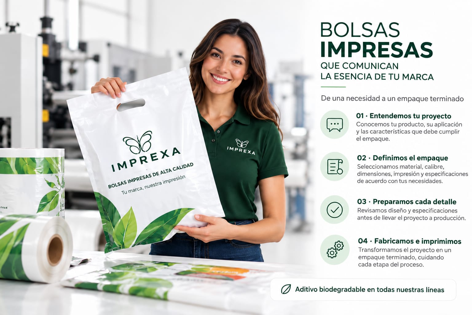 Bolsas impresas con logo fabricadas por Imprexa en Guadalajara