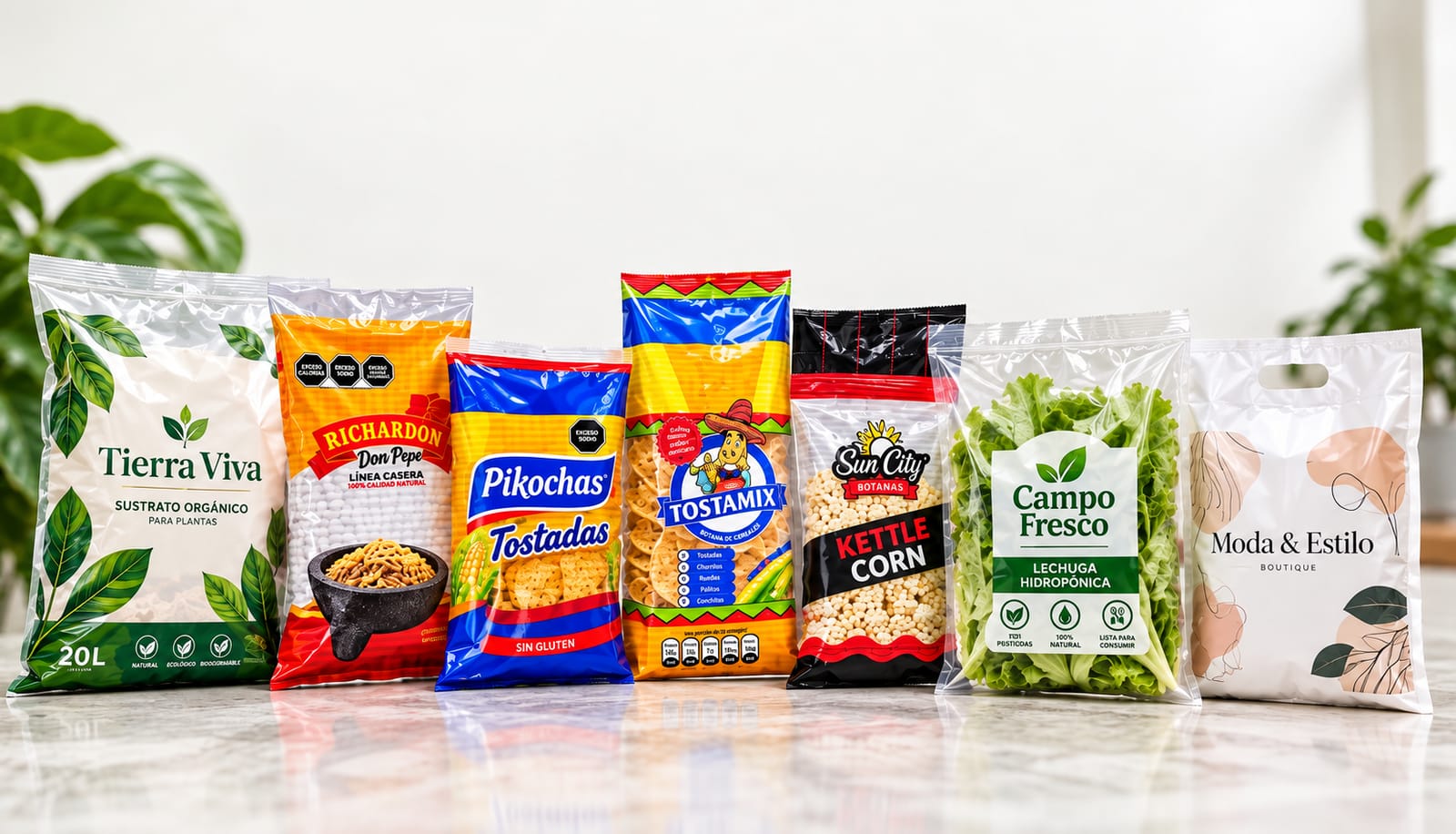 Bolsas impresas y empaques flexibles con marca fabricados por Imprexa